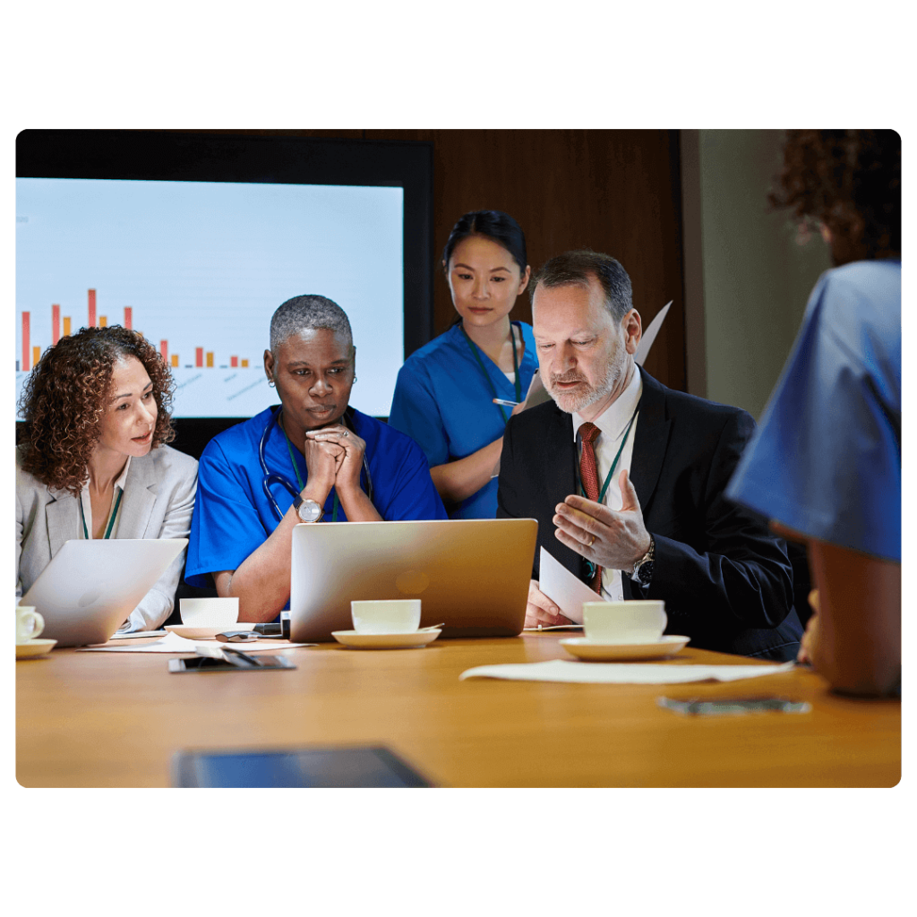 A group of employees working together